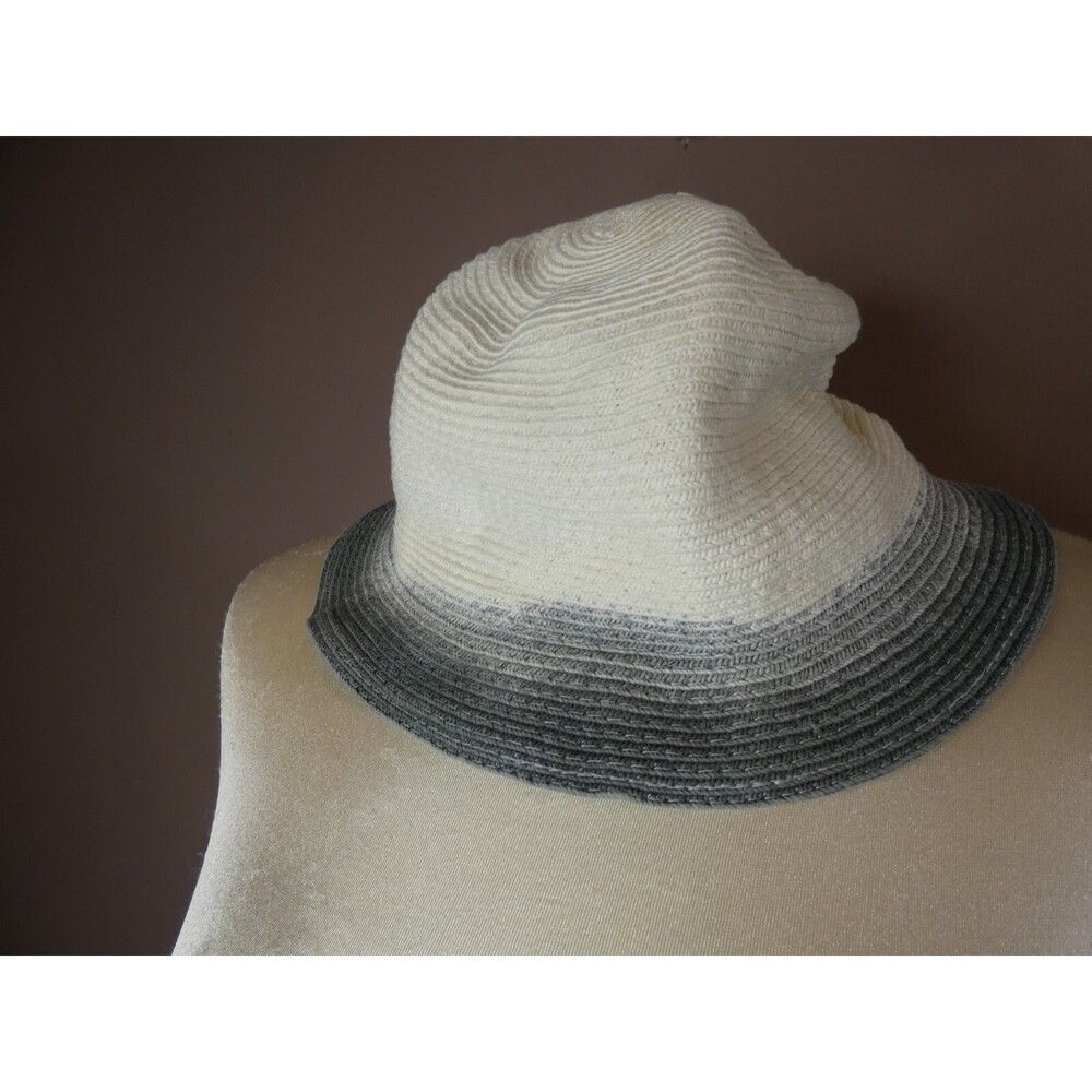 Hat Attack Women's Bucket Hat Ombre Paper White Grey Natural 8" Diameter
